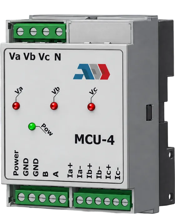 MCU-4 three-phase meter, three-quarter view