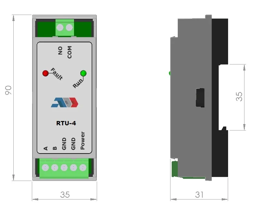RTU-4: Dimensions in mm